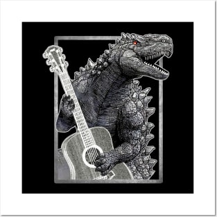 Godzilla Playing Music Posters and Art